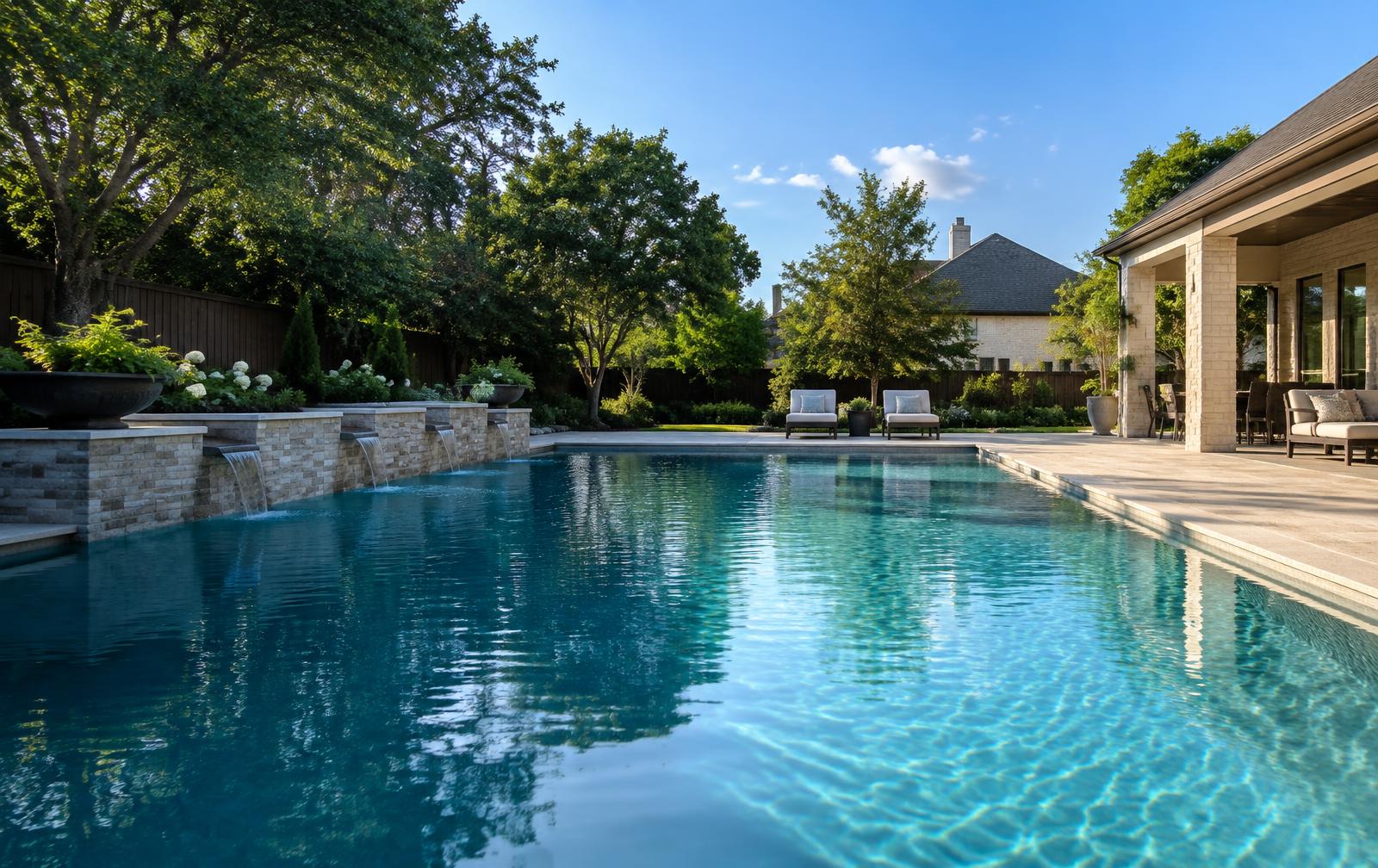 Sparkling clean residential pool in North Texas